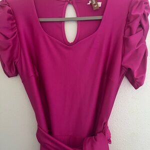 Elegant Magenta jumpsuit with Puff Sleeves